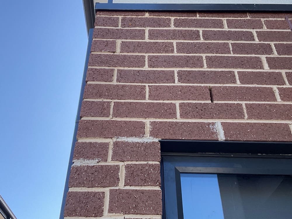 Excess mortar is visible throughout the home and the patchwork does not match the original colour, Manor Lakes, Whittlesea